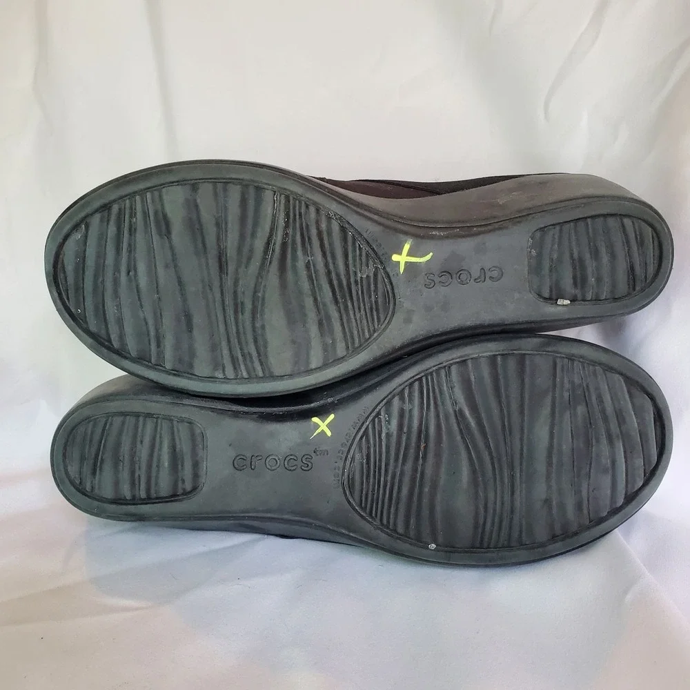 Crocs Dual Comfort Busy Day Loafers Stretch Wedge Shoes Black 202852 Women's 8‎